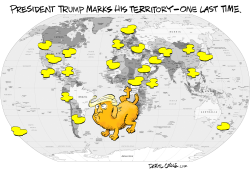 TRUMP MARKING HIS TERRITORY ONE LAST TIME by Daryl Cagle