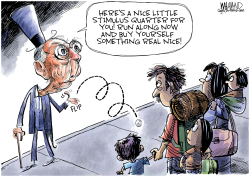 DON'T SPEND ALL THE STIMULUS IN ONE PLACE by Dave Whamond