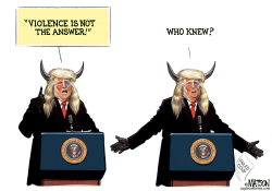 TRUMP SAYS VIOLENCE IS NOT THE ANSWER by R.J. Matson