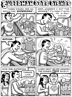 SUPERMAN WASHES DISHES by Andy Singer
