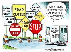 SIGNS OF VOTER SUPRESSION by Dave Granlund