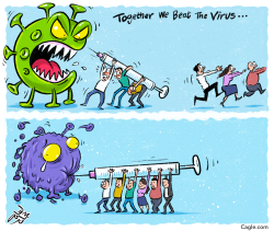 TOGETHER WE BEAT THE VIRUS by Osama Hajjaj