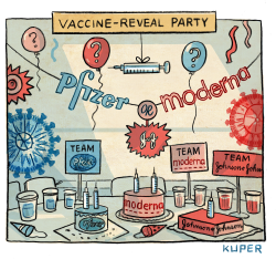 VACCINE-REVEAL PARTY by Peter Kuper