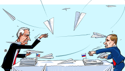 Paper Airplane Fight  by Emad Hajjaj