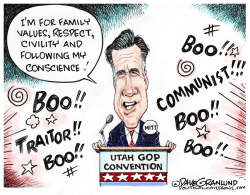 Mitt Romney booed by GOP by Dave Granlund