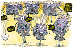 GOP ELECTION FRAUD POGO STICK  by Daryl Cagle