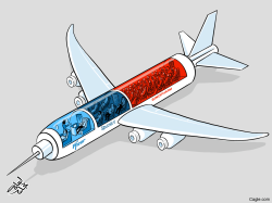 Vaccines Airplane by Osama Hajjaj