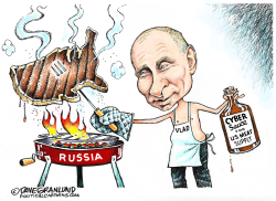 RUSSIA CYBER ATTACK ON US MEAT by Dave Granlund