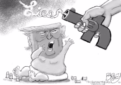 Trump Baby With Gun by Pat Bagley
