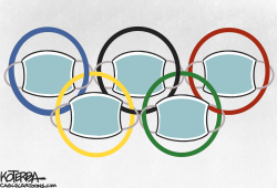 OLYMPIC RINGS AND MASKS by Jeff Koterba