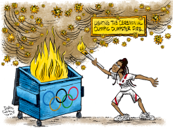 OLYMPIC DUMPSTER FIRE by Daryl Cagle