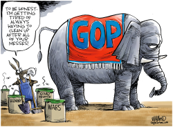 CLEANING UP AFTER GOP MESSES by Dave Whamond