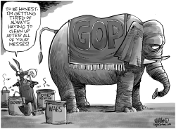 Cleaning Up After GOP Messes by Dave Whamond
