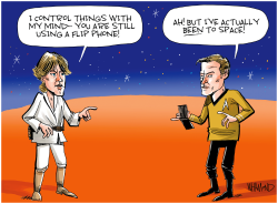 CAPTAIN KIRK BOLDLY GOES TO SPACE by Dave Whamond