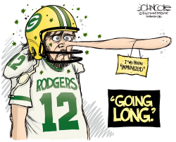 AARON RODGERS GOES LONG by John Cole
