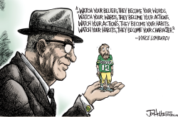 AARON RODGERS AND LOMBARDI by Joe Heller