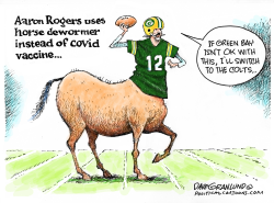 AARON ROGERS HORSE DEWORMER by Dave Granlund