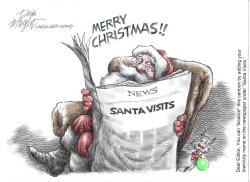 Santa Visits Cartoon by Dick Wright