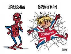SPIDERMAN AND BREXITMAN  by Frederick Deligne