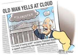 Biden Yells at Filibuster Cloud by R.J. Matson