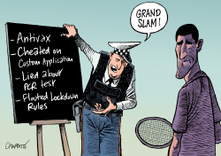 DJOKOVIC IS OUT by Patrick Chappatte