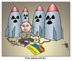 PUTIN PLAYING WITH FIRE by Arend van Dam