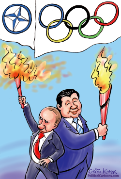 PUTIN AND XI JINPING AT THE OLYMPICS by Christo Komarnitski