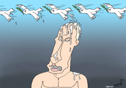 MAY PUTIN BE BLESSED BY A THOUSAND DOVES by Stephane Peray