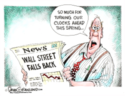 CLOCKS AHEAD AND STOCK MARKET by Dave Granlund