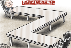 PUTIN'S LONG TABLE  by Jeff Koterba