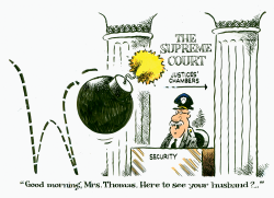 JUSTICE CLARENCE THOMAS AND HIS WIFE by Jimmy Margulies