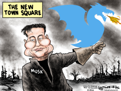 MUSK'S TOWN SQUARE by Kevin Siers