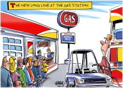 THE NEW LONG LINE AT THE GAS STATION by Dave Whamond