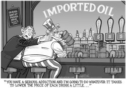 ADDICTED TO IMPORTED OIL-GRAYSCALE by R.J. Matson