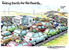 REPOST - JULY 4TH BUSY ROADS by Dave Granlund