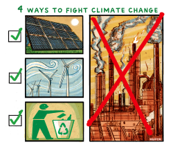 4 WAYS TO FIGHT CLIMATE CHANGE by Peter Kuper