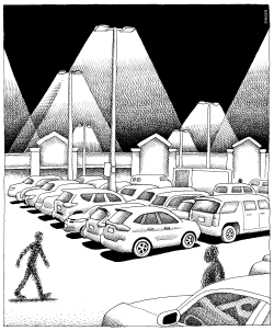 PARKING LOT AT NIGHT by Andy Singer