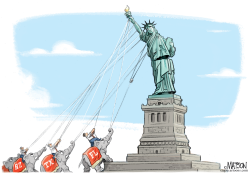 REPUBLICAN GOVERNORS TOPPLE STATUE OF LIBERTY by R.J. Matson