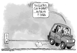 ELECTRIC CAR RANGE by Daryl Cagle