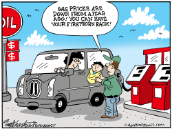 GAS PRICES DOWN FROM LAST YEAR by Bob Englehart