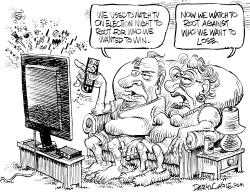 ROOTING FOR THE ELECTION RESULT ON TV by Daryl Cagle