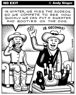 DOG RODEO by Andy Singer