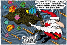 MISSILE DODGING SANTA by Monte Wolverton