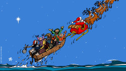 REFUGEES WELCOME .. MERRY CHRISTMAS  by Emad Hajjaj