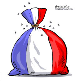 FRANCE IMMERSED IN GARBAGE. by Arcadio Esquivel