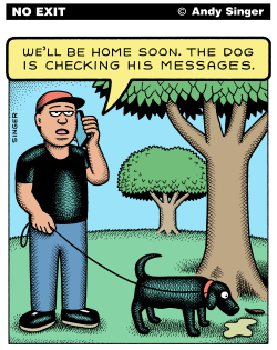 DOG CHECKS MESSAGES by Andy Singer