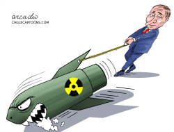 PUTIN WITH HIS NUCLEAR DOG. by Arcadio Esquivel
