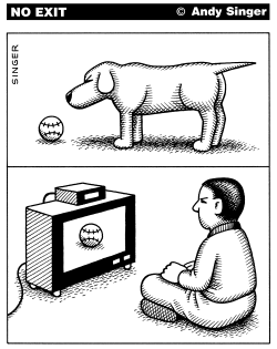 BALLS AND DOGS VERSUS BALLS AND HUMANS by Andy Singer