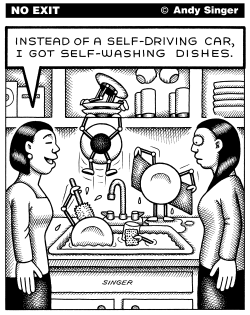SELF-WASHING DISHES by Andy Singer
