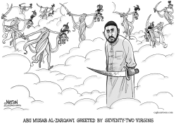 ZARQAWI GREETED BY SEVENTY-TWO VIRGINS-GRAYSCALE by R.J. Matson